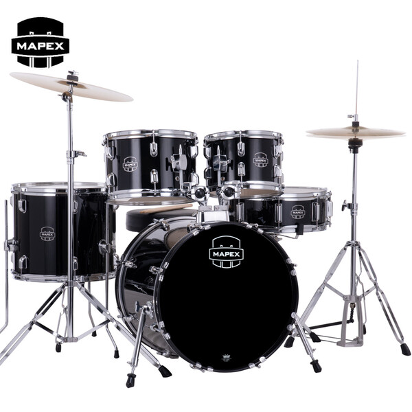 Mapex Comet CM5844FTCDK 18/10/12/14/14S Complete Drumset, Dark Black