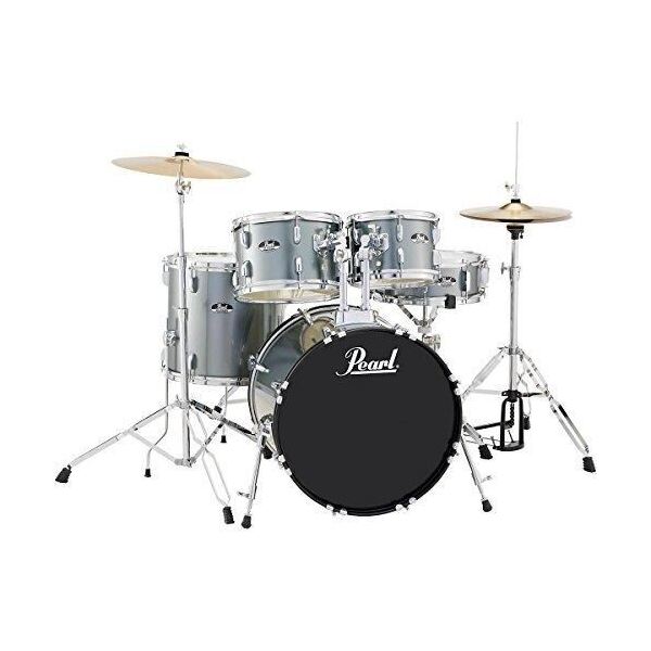 PEARL ROADSHOW 5 PIECE KIT WITH HARDWARE AND CYMBALS - CHARCOAL METALLIC