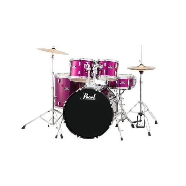 PEARL ROADSHOW 5 PIECE FUSION PLUS KIT WITH HARDWARE AND CYMBALS - PINK METALLIC