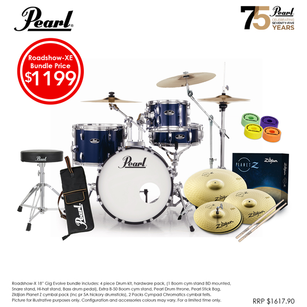 Pearl Roadshow-XE 18" Gig Drumkit Package Royal Blue Metallic