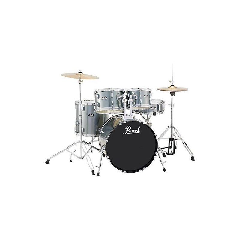 PEARL ROADSHOW 5 PIECE KIT WITH HARDWARE AND CYMBALS - CHARCOAL METALLIC