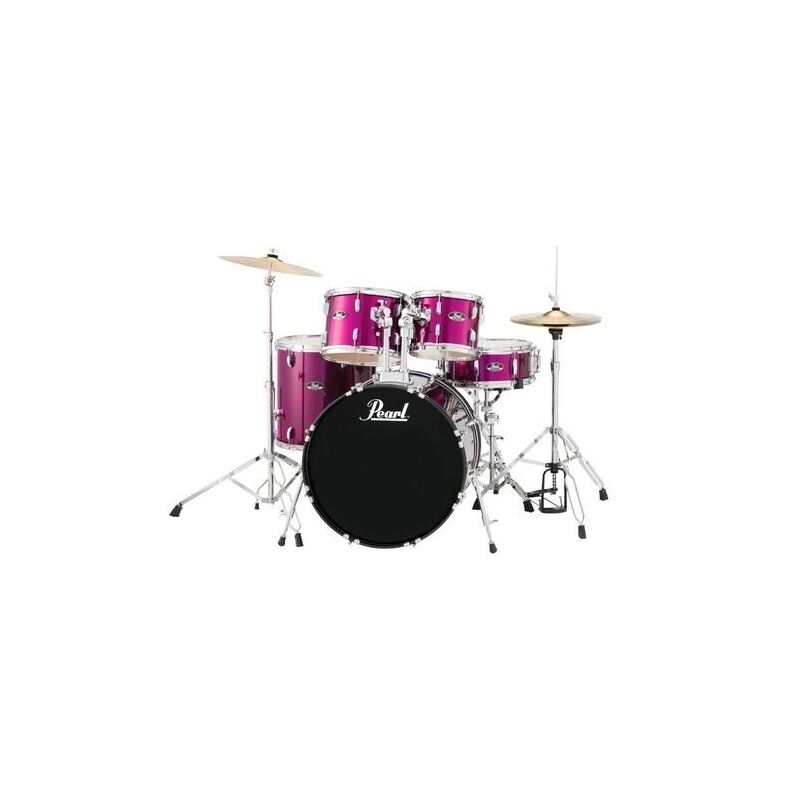 PEARL ROADSHOW 5 PIECE FUSION PLUS KIT WITH HARDWARE AND CYMBALS - PINK METALLIC