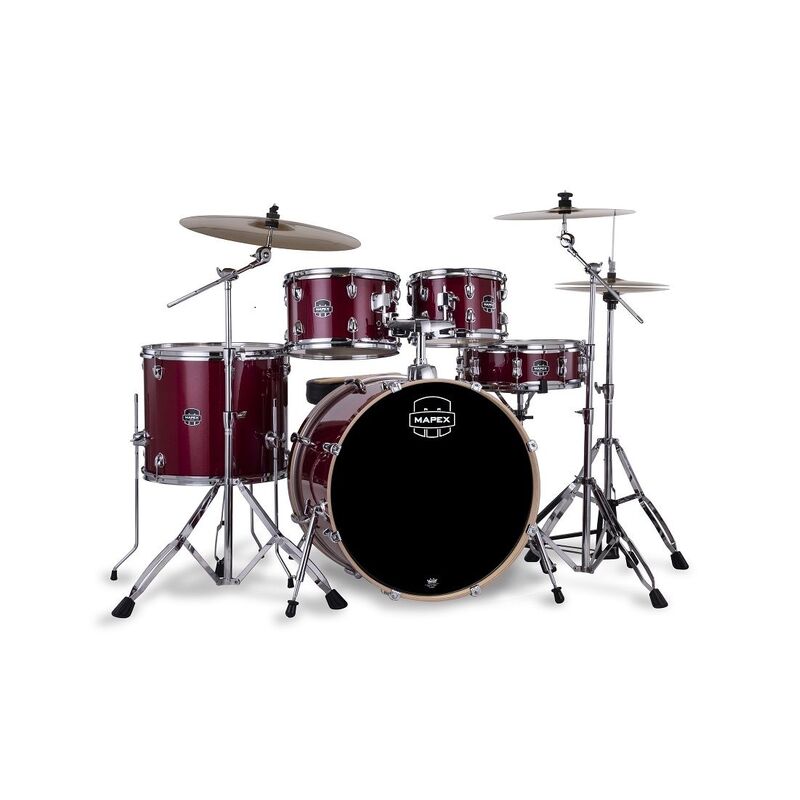 MAPEX VENUS 5 PIECE KIT WITH HARDWARE AND CYMBALS - CRIMSON RED SPARKLE